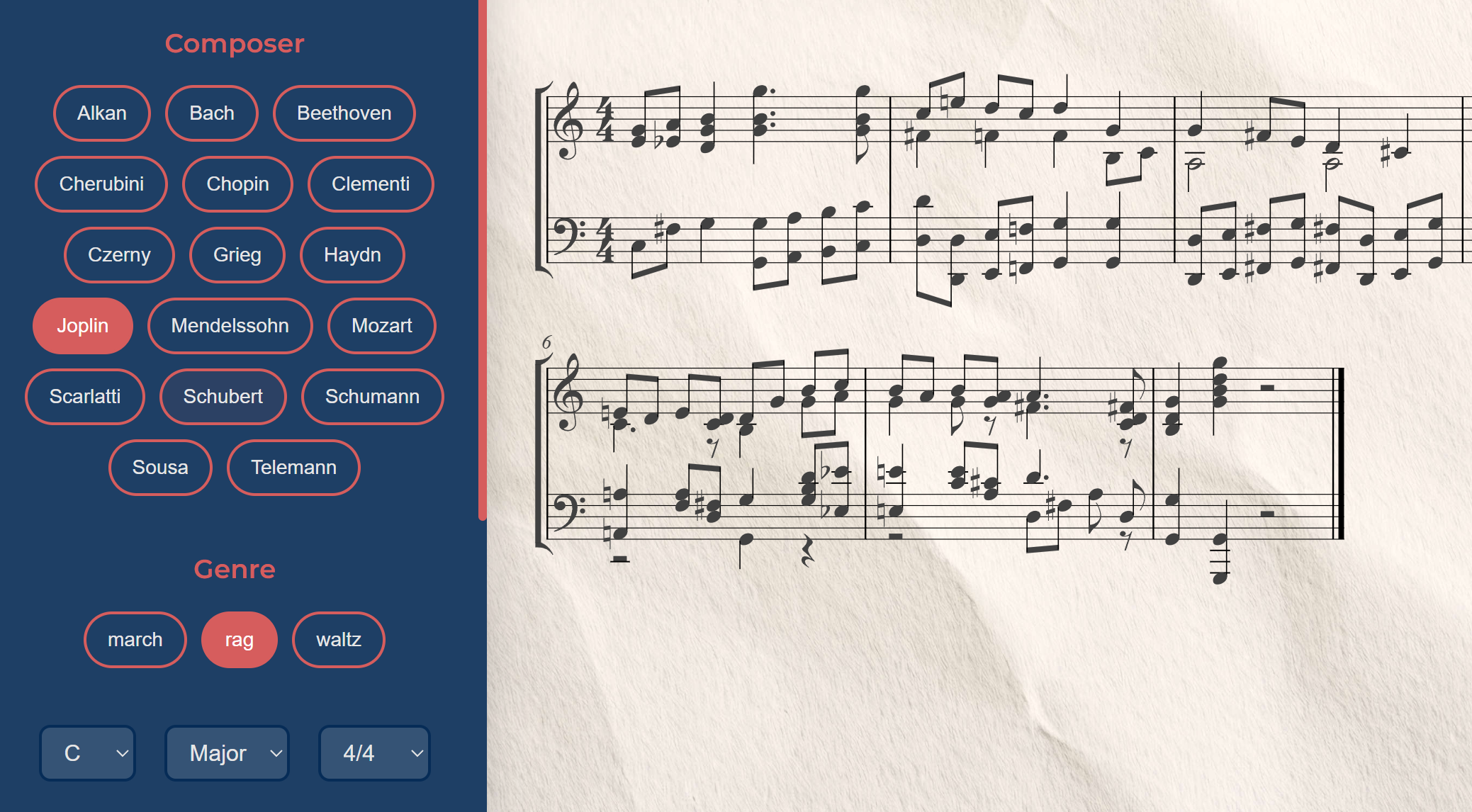 Snippet of Musik-Automat Website